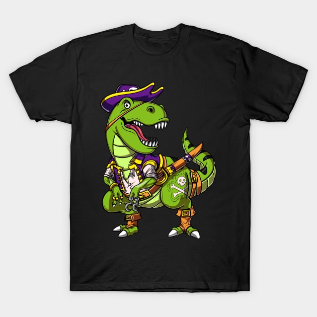 T-Rex Dinosaur Pirate T-Shirt by underheaven